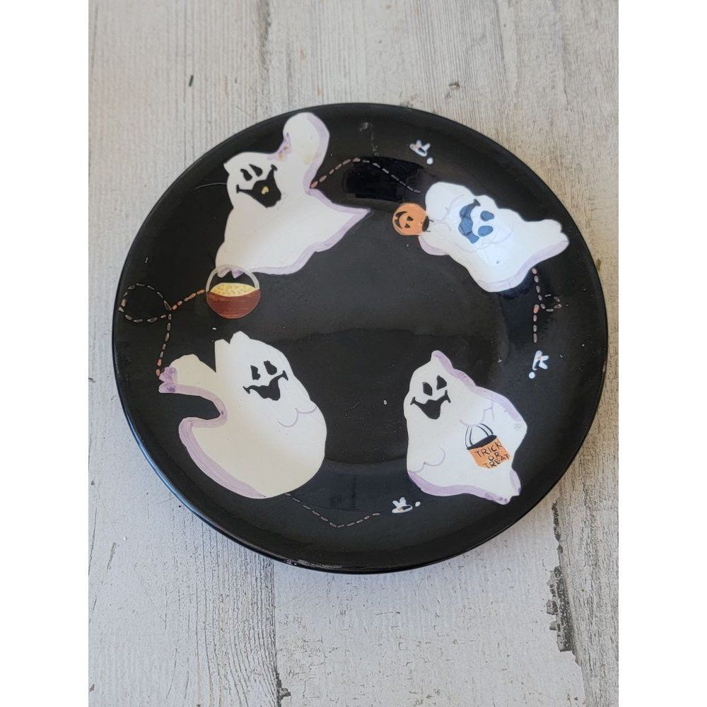 Palm tree co ghost candy plate Halloween‎ dish spooky